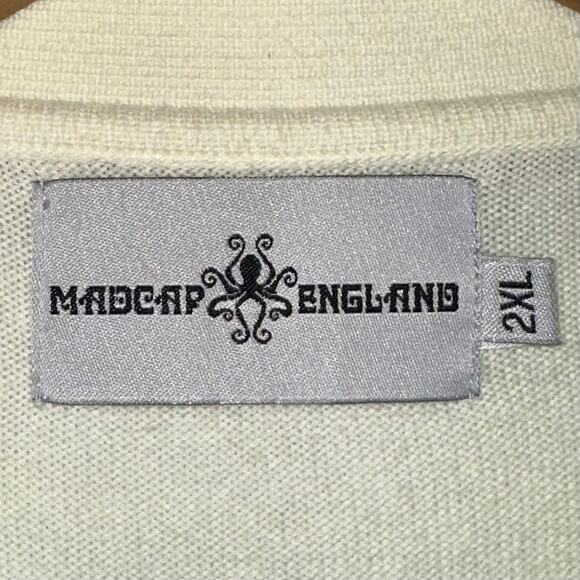 Madcap England Crawdaddy Retro Mod Micro Dash Slim Knit Polo Cardigan Size 2XL - Picture 3 of 12